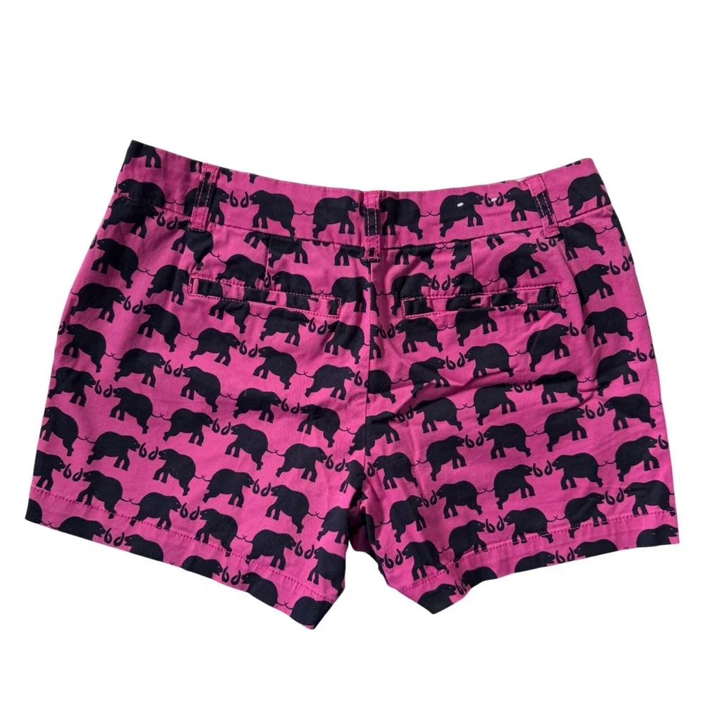 Crown & Ivy Petite Pink Elephant‎ Print Chino Shorts Size 6P